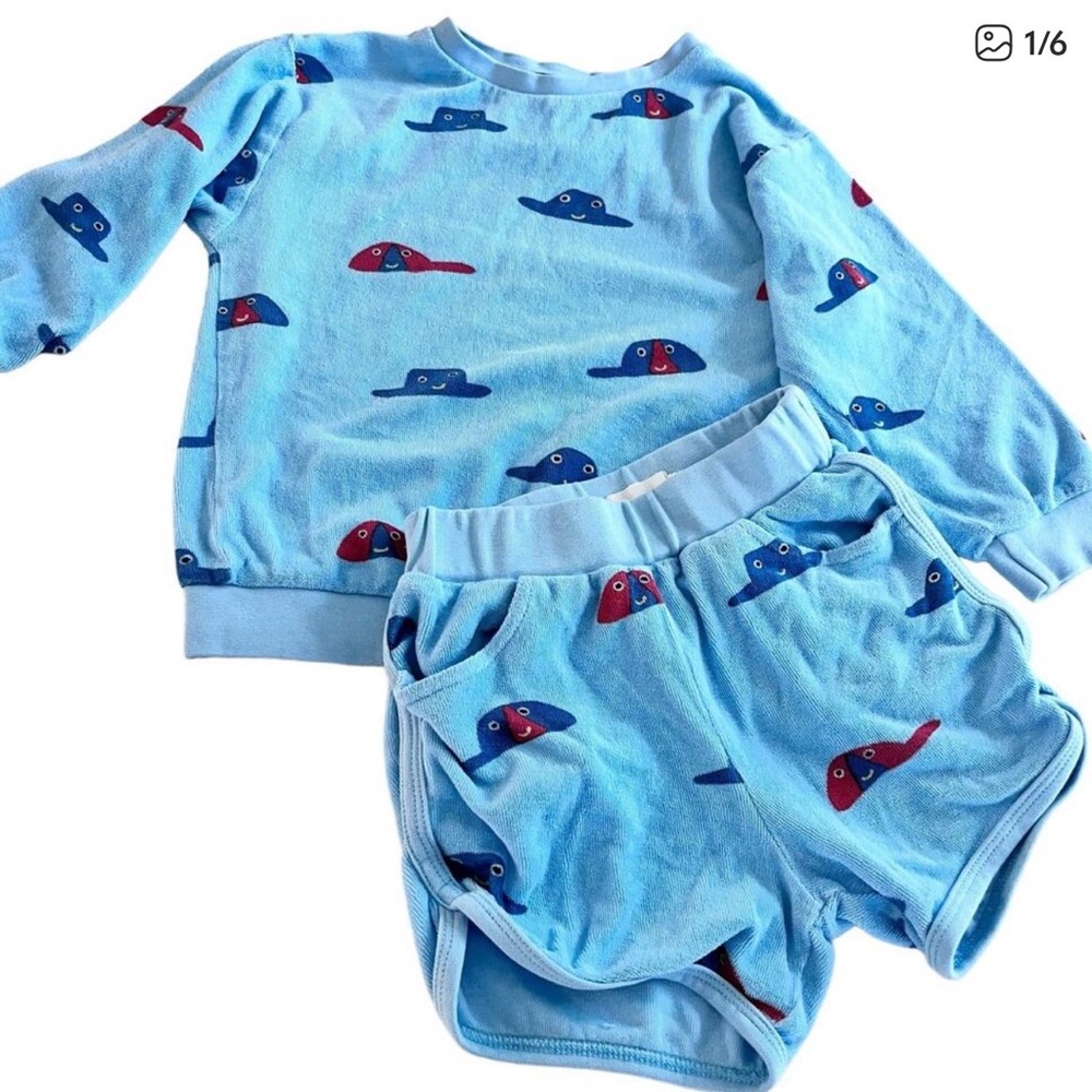 Filou & Friends boys mini sponge hats light blue matching set size 3